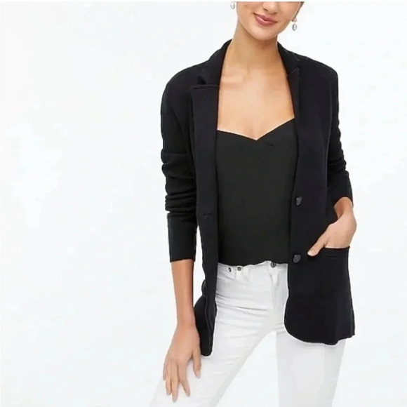 J. Crew Factory Sweaters - J.Crew Button Front Black Sweater Knit Blazer